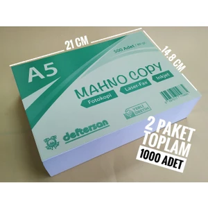 A5 Fotokopi Kağıdı 80 gr 2X500= 1000 Adet