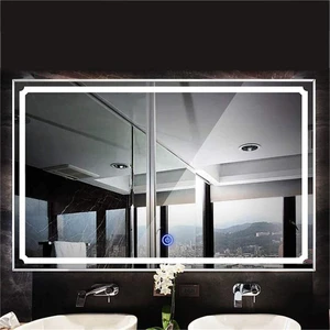 Global Led Mirror 50 x 65 cm Kumlamalı Dokunmatik Tuşlu Ledli Ayna Duvar Salon Banyo Wc Ofis Yatak Odası Boy Ledli Ayna