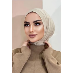 Moda Mevsimi Çıt Çıt Hazır Eşarp Çıtçıtlı Hijab Hazır Eşarp Bej