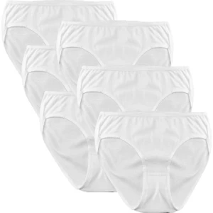 Kadın Pamuklu Penyesi Ribana Bikini Normal Bel Slip Klasik Beyaz Biyli Külot 6'lı