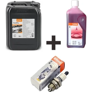 3'lü Set (Üçlü Set) | Forest Plus Siyah 5 Lt Motorlu Testere Zincir Yağı + 1 Lt 2t Motorlu Testere Motor Yağı + 10 Adet M14 Buji