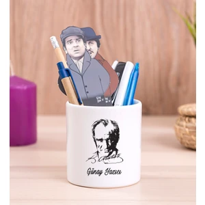 Hediye Dükkanı Kişiye Özel  Atatürk Siluetli Seramik Kalemlik