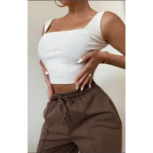 Kaşkorse Kumaş Askılı Bodycon Crop