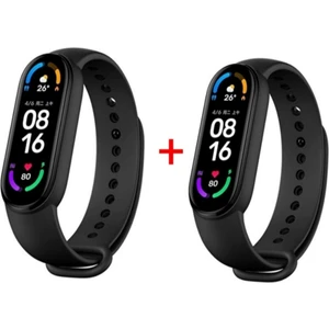 2 Adet M6 Bluetoothlu Akıllı Saat Akıllı Bileklik Adımsayar Özellikli Tüm Cihazlara Uyumlu Siyah