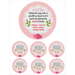 Yenilebilir Pasta Resmi Pirinç Kağıdından Anne Doğumgünü 6-8-10 Kişilik Pastaya Uygun 16 cm