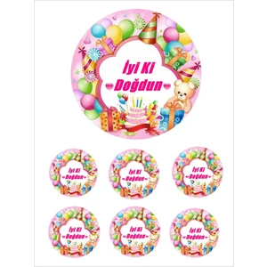 Yenilebilir Pasta Resmi Pirinç Kağıdından Iyi Ki Doğdun 6-8-10 Kişilik Pastaya Uygun 16 cm