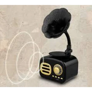 Siyah Gramafon Bluetooth Hoparlör