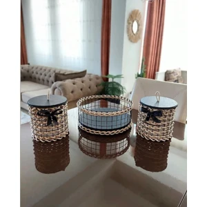 Yuvarlak Hasır Tel 3lü Mini Sepet