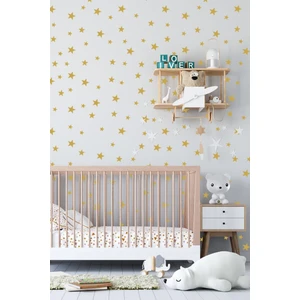 Lizpo Decor Gold Yıldız Duvar Sticker 3-4-5 cm 130 Adet Bebek ve Çocuk Odası Dekoratif Duvar Çıkartması Sticker