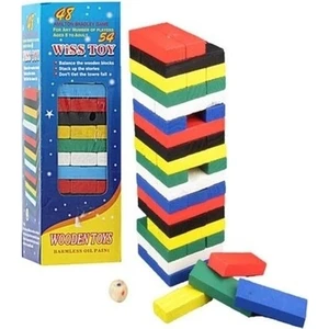 Elif Aksesuar Ahşap Renkli Denge Jenga Oyunu
