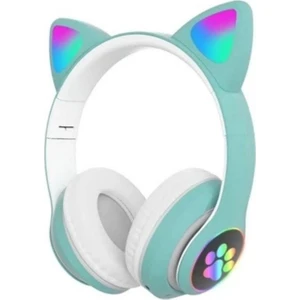 Kablosuz Bluetooth Kedi Kulak LED Işıklı Mikronlu Hafıza Kartı ve Aux Girişli