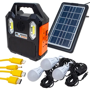 RT-903 Solar Panelli 3 Ampüllü Usb-Mp3-Radyo Destekli Solar Işıldak Fener