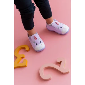 First Step Unicorn Fermuarlı Kadife Panduf