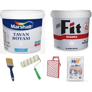 Fit Silikonlu Duvar Boyası 20 Kg+Marshall Tavan Boyası 17,5 Kg+Boyama Takımı