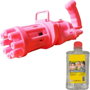 Birlik Oyuncak Pilli 19CM 8 Ağız Köpük Tabancası Bubble Machine + Yedek Baloncuk Likit 500ML