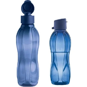 Pratik Kapak 1 Lt ve 500 ml Lacivert 2li Matara Şişe Suluk Set