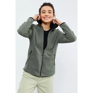 Çağla Dik Yaka Fermuarlı Rahat Form Kadın Polar Sweatshirt - 97173