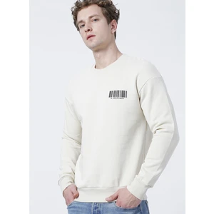 Jack & Jones 12204866_Jcoray Sweat CrewNeck O Yaka Relaxed Baskılı Krem ErkekSweatshirt