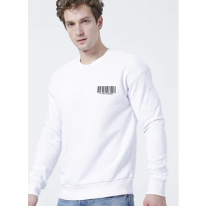 Jack & Jones 12204866_Jcoray Sweat CrewNeck O Yaka Relaxed Baskılı Beyaz Erkek Sweatshirt