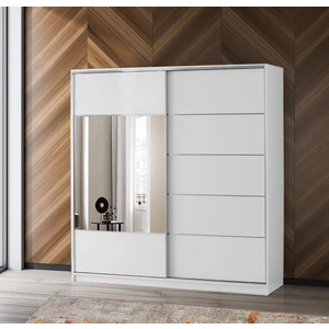 Erezoğulları Mobilya Beyaz Sürgülü Gardrop Geniş Raf Askılı Aynalı 165X60X210 cm