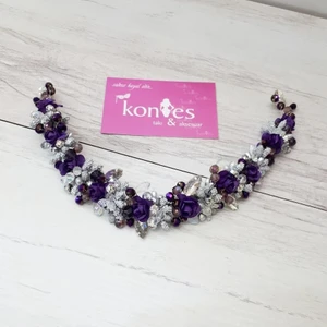 Kontes Gelin Tacı Mor Saç Aksesuarı
