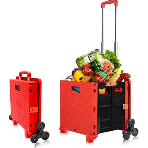 6 Tekerlekli Merdiven Çıkabilen Katlanır Portatif Koli Yük Paket Taşıma El Pazar Arabası 100KG