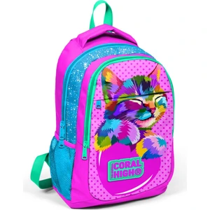 Coral High Kids Pembe Mavi Simli Üç Bölmeli Sırt Çantası 14387