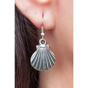 Fildişi Aksesuar Antik Gümüş Kaplama Deniz Kabuğu Şekilli El Yapımı Çift Adet Kadın Küpe