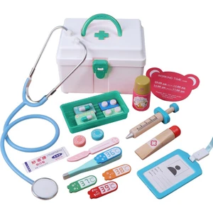 17 Adet / Takım Ahşap Pretend Oyna Doktor Tıbbi Kiti Araçları Yeşil (Yurt Dışından)