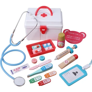 17 Adet / Takım Ahşap Pretend Oyna Doktor Tıbbi Kiti Araçları Eğitici Çocuk Oyuncak Kırmızı (Yurt Dışından)