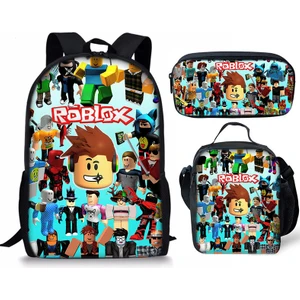 Roblox 3D Baskılı Okul Çantası Sırt Çantası Üç Parçalı Set (Yurt Dışından)