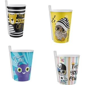Pi İthalat 4 Adet Kendinden Pipetli Bardak 400 ml