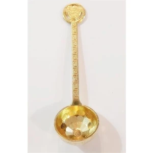 Vintage El Yapımı Gold 3 Lü Şeker ve Ölçü Kaşığı Seti