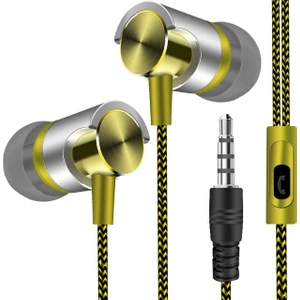 Mıc ile Metal Kablolu Kulaklık (Sarı) (Yurt Dışından)