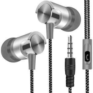 Mıc ile Metal Kablolu Kulaklık (Gri) (Yurt Dışından)