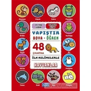 Parıltı Yayınları Yapıştır ve Boya Öğren Hayvanlar Kırmızı Kitap 3 Yaş Üzeri