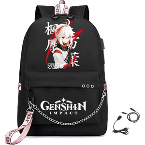 Genshin Impact Okul Çantası USB Şarjlı Seyahat Notebook Sırt Çantası(Yurt Dışından) (Yurt Dışından)