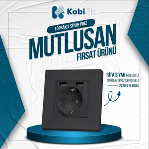 Rita İkili Usb Li Topraklı Priz  Siyah Blisterli