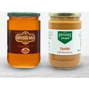 Köyceğiz Balı Çiçek Balı 850 G Cam Kavanoz + Köyceğiz Yöresel Çifte Kavrulmuş Tahin 600 G Cam Kavanoz