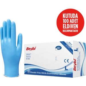 Eldiven Pudrasız Nitril Tek Kullanımlık Muayene Mavi 100'Lük Kutu