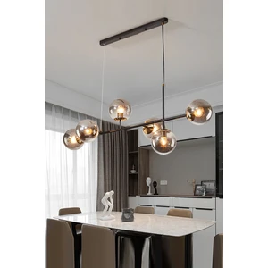 Ömür Avize Rikardo Modern Ithal Camlı Füme Globe Camlı Sıralı 6lı Avizez