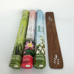 Tütsü 3 Çeşit Limonotu, Lotus, Yasemin 60 Adet Tütsü Çubuğu ve Ahşap Tütsülük