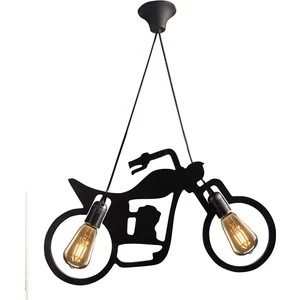 Utku Tasarım Çapır Motor Bisiklet Avize Sarkıt Modern Rustik Dekoratif Retro 2 Li Lamba