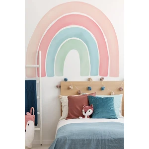 Soft Pastel Tonlarda Büyük Boy Gökkuşağı Çocuk Odası Sticker Seti