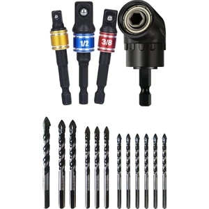 Guangdong Spirit 12 Adet Çok Amaçlı Karbür Uçlu Matkap Ucu Seti, 4 Adet Evrensel Soket Adaptör Seti ile