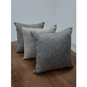 Degrade Keten Kumaş Gri/Bej Kırlent 45*45 cm Üçlü - 665