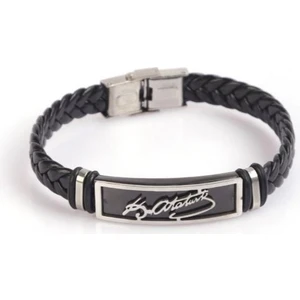 Sahi Aksesuar Erkek 315L Çelik Kemal Atatürk Imzalı Örgü Bileklik