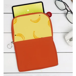 Bk Gift Muz Tasarımlı Taşınabilir Koruyucu Tablet Kılıfı & Organizer Çanta - Turuncu-1