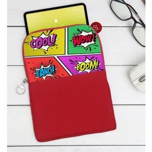 Bk Gift Pop Art Tasarımlı Taşınabilir Koruyucu Tablet Kılıfı & Organizer Çanta - Kırmızı-2