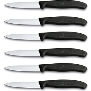 8 cm Düz Bıçak 6'lı Set Siyah
